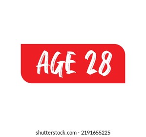 edad 28 etiqueta de signo vectorial ilustración de arte para la transformación de la aptitud con fuente fantástica y color blanco