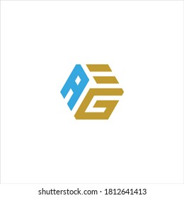 AGE or AEG Unique modern flat abstract logo design with blue and gray color.