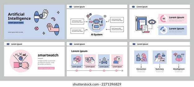 The Age of AI. Intelligence Meets Technology. Business concept illustration with people and icons. layout template.