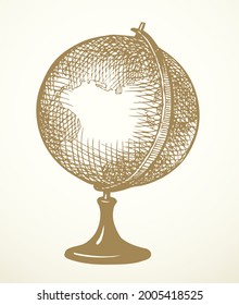 Age atlas erkunden Seedaten lehren Ball-Tool Ansicht Whitepaper Textraum Hintergrund. Umfassende, handgezeichnete Büroobjekte mit schwarzem Stift - Design antiker Art Cartoon-Doodle-Grabstil