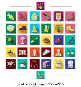 Age, attributes, industry and other web icon in cartoon style. Chair, pension, old icons in set collection.
