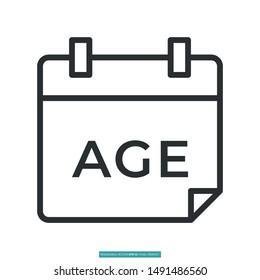 age, calendar icon vector illustration logo template for many purpose