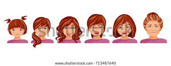 age-categories-women-childhood-adolescence-adolescence-stock-vector