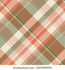 Age check background fabric, package texture textile tartan. Geometry pattern plaid seamless vector in red and light colors palette.