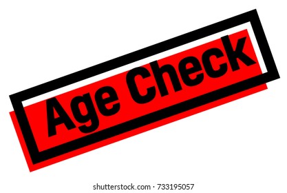 AGE CHECK sticker. Authentic design graphic stamp.