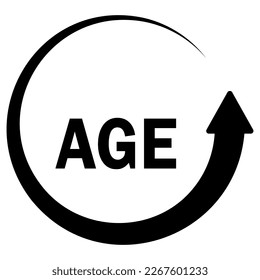 Age circle arrow icon in modern silhouette style design. Vector illustration isolated on white background.