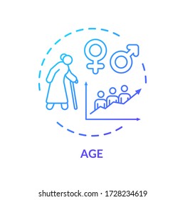 Icono de concepto de edad. Enfermedades cardiovasculares, riesgo de ECV para adultos mayores, ilustración de línea delgada de ideas envejecidas. Problemas de salud cardíaca. Dibujo de color RGB con contorno aislado de vectores
