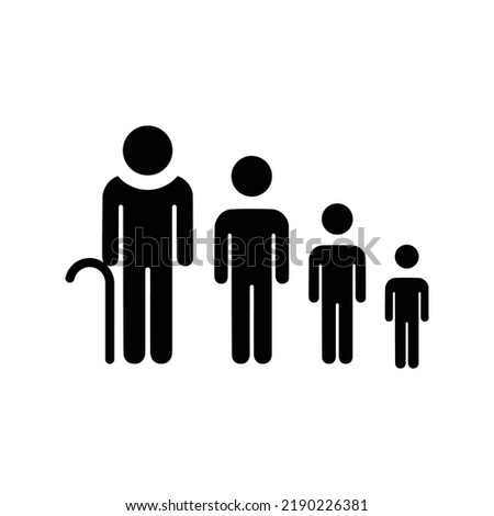 Age, death, generation icon. Black vector graphics.