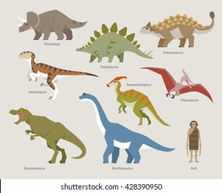 Idade do Dinossauro, vários tipos de ilustração vetorial dinossauros