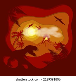 The Age of Dinosaurs Volcano Eruption Paper-cutting technique
