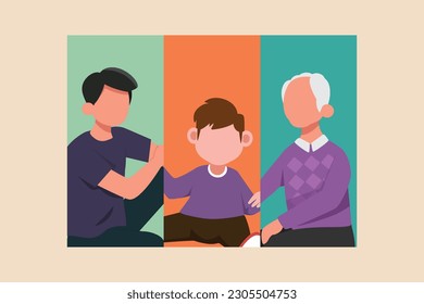 Diversidad de edad. Diversidad en concepto de collage. Ilustración de vector gráfico plano de color aislada.