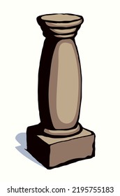Age doric ornate marble rome travel temple decor carve pylon block plinth base podium set light wall view paper text space backdrop. outline black ink pen hand drawn logo concept doodle artist style