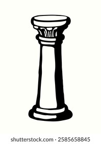 Age doric ornate marble rome travel temple decor carve pylon block plinth base podium set light wall view paper text space backdrop. outline black ink pen hand drawn logo concept doodle artist style