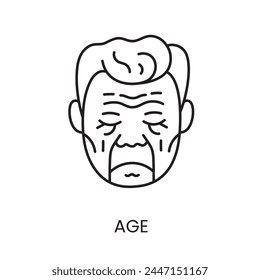 Edad, icono de línea de hombre mayor en Vector con trazo editable
