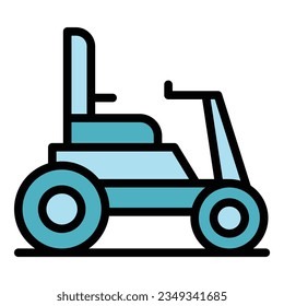 Age electric wheelchair icon outline vector. Scooter mobility. Motor vehicle color flat