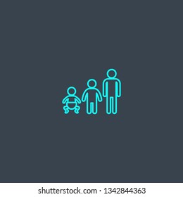 Age group concept blue line icon. Simple thin element on dark background. Age group concept outline symbol design. Can be used for web and mobile UI/UX