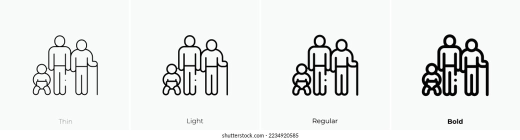 age group icon. Thin, Light Regular And Bold style design isolated on white background