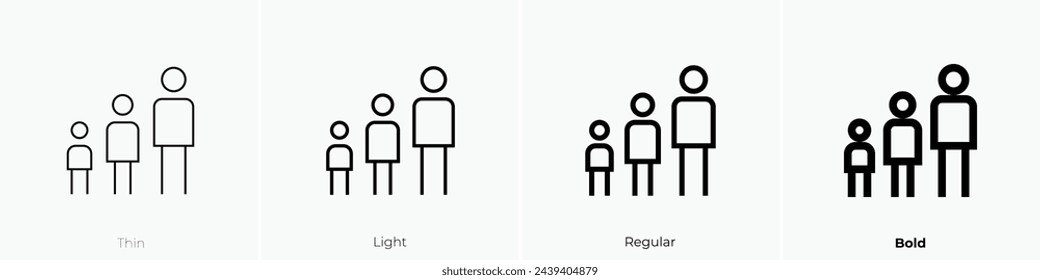 age group icon. Thin, Light Regular And Bold style design isolated on white background