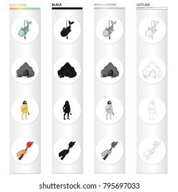 Age, history, study and other web icon in cartoon style.Tools, labor, stone, icons in set collection.
