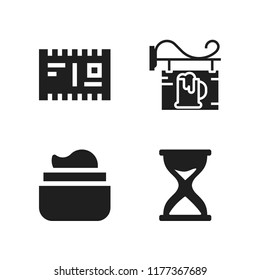 age icon. 4 age vector icons set. postcard, skin and hour glass icons for web and design about age theme
