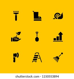 age icon. 9 age set with farming and gardening and growth vector icons for web and mobile app