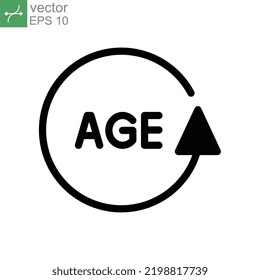 age icon. word age in circular arrows pointer logo signs and symbols can be used for web, logo, mobile app. solid style. Vector illustration. design on white background. EPS 10