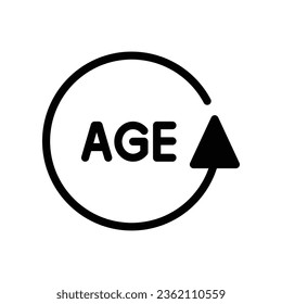 Alterssymbol. Wortalter in kreisförmigen Pfeilen Zeiger Logo-Zeichen und Symbole können für Web, Logo, mobile App verwendet werden. solider Stil. Vektorgrafik. Design auf weißem Hintergrund. EPS10