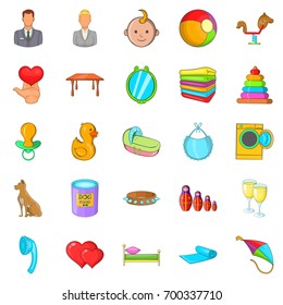 Age icons set. Cartoon set of 25 age vector icons for web isolated on white background