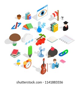 Age icons set. Isometric set of 25 age vector icons for web isolated on white background