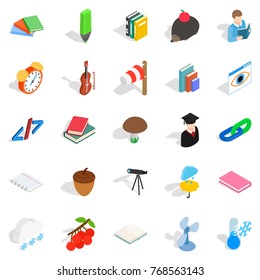 Age icons set. Isometric set of 25 age vector icons for web isolated on white background