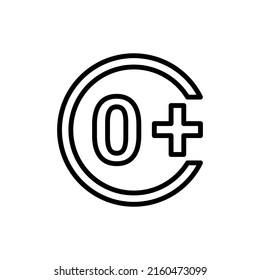 Age limit 0+ line color icon.  Isolated vector element. Outline pictogram for web page, mobile app, promo