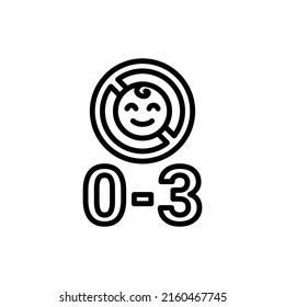 Age limit 0-3 line color icon.  Isolated vector element. Outline pictogram for web page, mobile app, promo