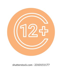 Age limit 12+ line color icon.  Isolated vector element. Outline pictogram for web page, mobile app, promo