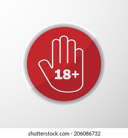 Age limit 18+. Hand icon. Vector