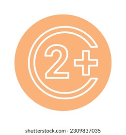 Age limit 2+ line color icon.  Isolated vector element. Outline pictogram for web page, mobile app, promo