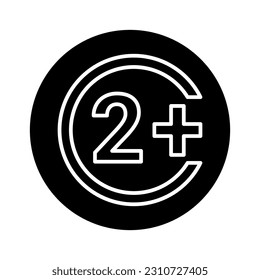 Age limit 2+ line color icon.  Isolated vector element. Outline pictogram for web page, mobile app, promo