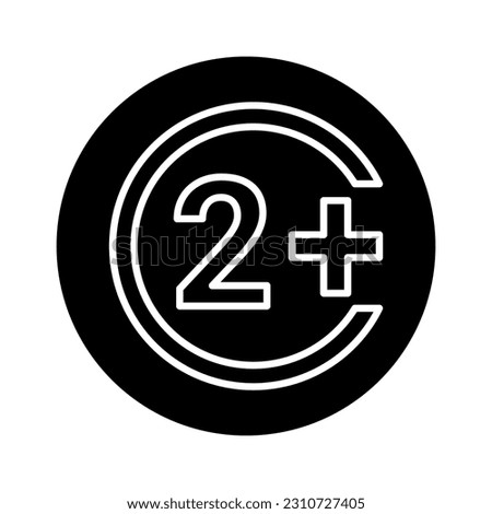 Age limit 2+ line color icon.  Isolated vector element. Outline pictogram for web page, mobile app, promo