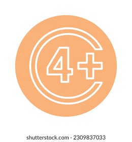 Age limit 4+ line color icon.  Isolated vector element. Outline pictogram for web page, mobile app, promo