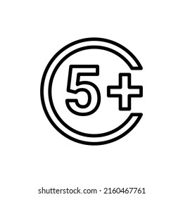 Age limit 5+ line color icon.  Isolated vector element. Outline pictogram for web page, mobile app, promo
