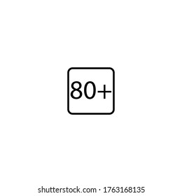 Age limit eighty plus squared icon