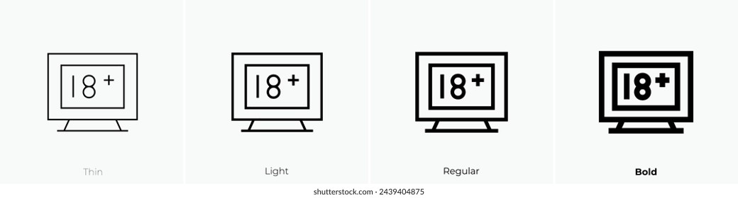 age limit icon. Thin, Light Regular And Bold style design isolated on white background