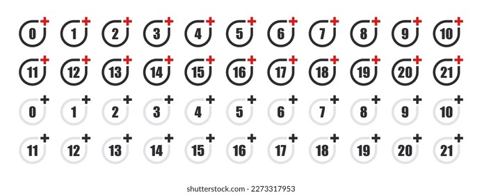 Age limit icons set. Age restriction signs. Recommended age limit. Vector icons