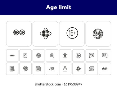 Age limit line icon set. TV, newspaper, audience. Censorship concept. Can be used for topics like mass media, global news, censor