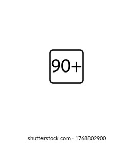 Age limit ninety plus squared icon