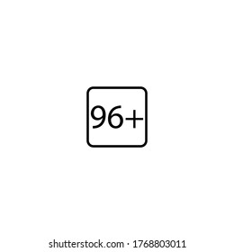 Age limit ninety six plus squared icon