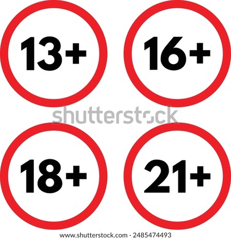 Age limit sign set . Age restriction icons . Vector illustration