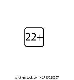 Age limit twenty two plus square icon