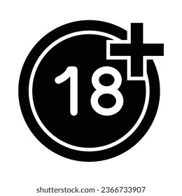 Age Limit Vector Glyph Icon For Personal And Commercial Use.
