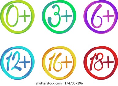 Age limitation. Vector simbols on white background