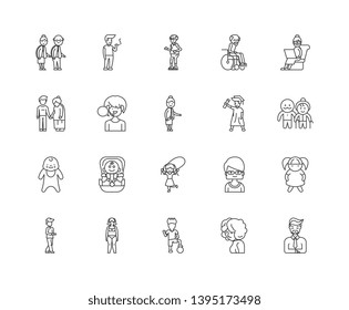 Age line icons, signs, vector set, outline illustration concept 